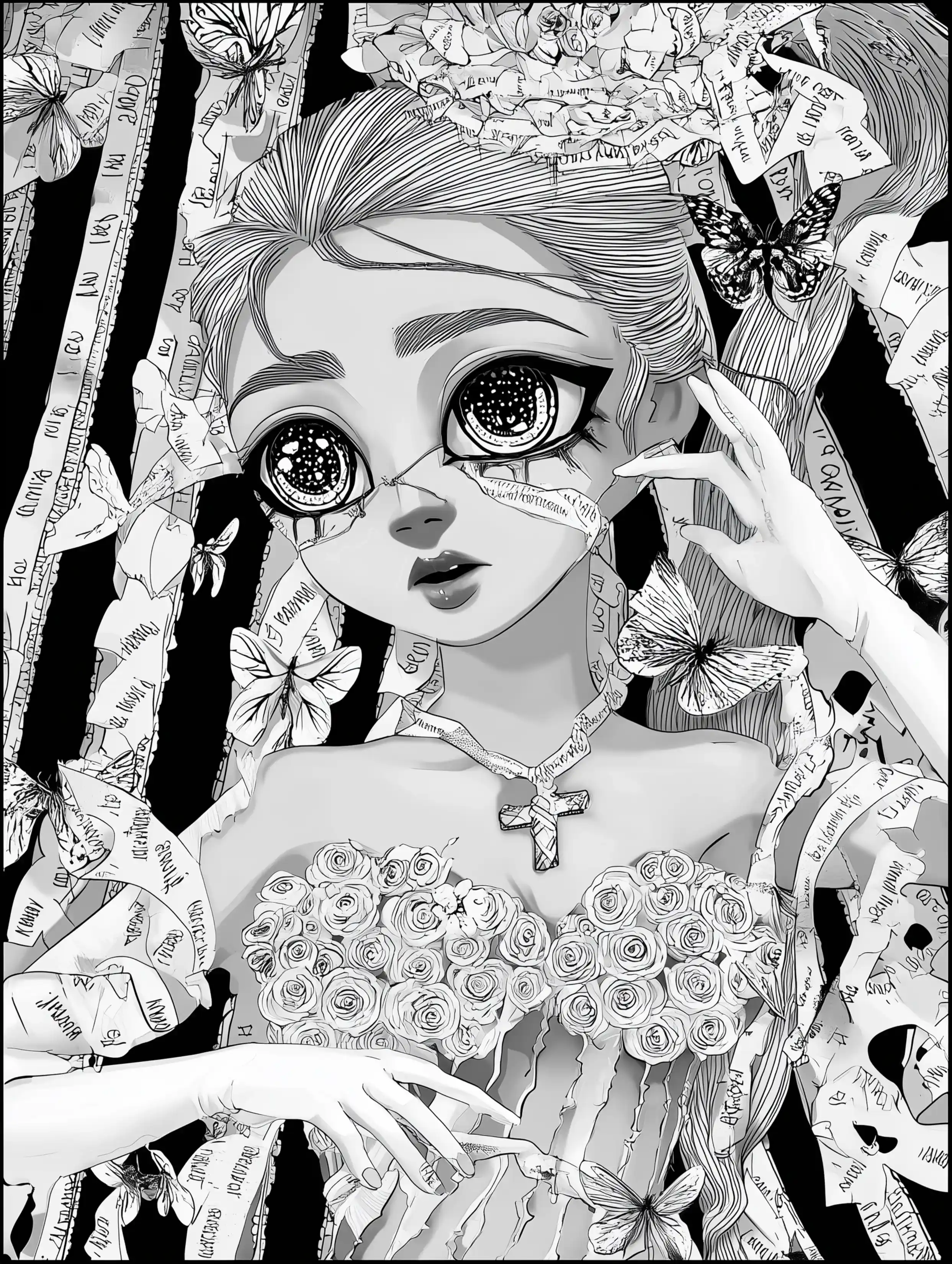 Free ballerina coloring page for adults featuring cartoony ballerina up close